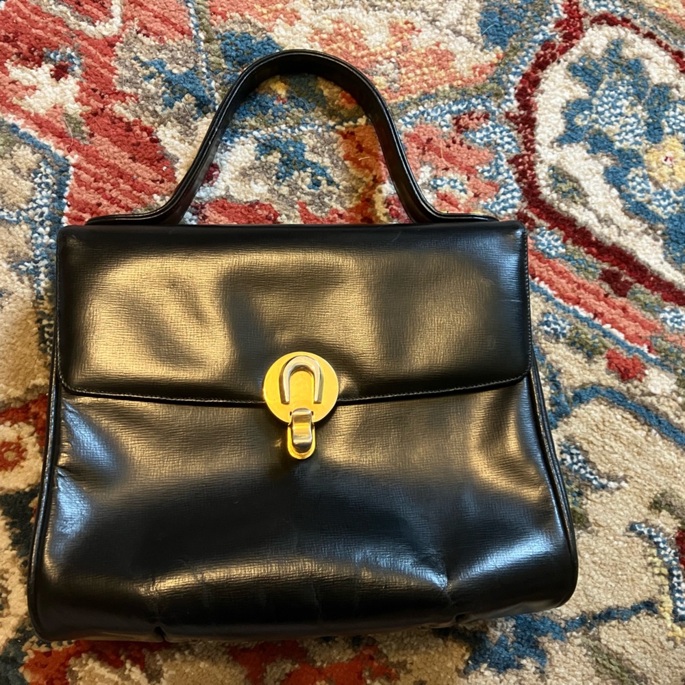 Prestige Black Patent Leather Vintage Handbag
